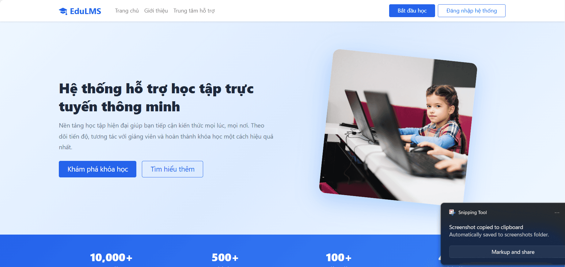 Edu LMS landing page